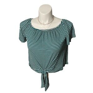 Vine & Love Tie Front Bell Sleeve Tee Top M